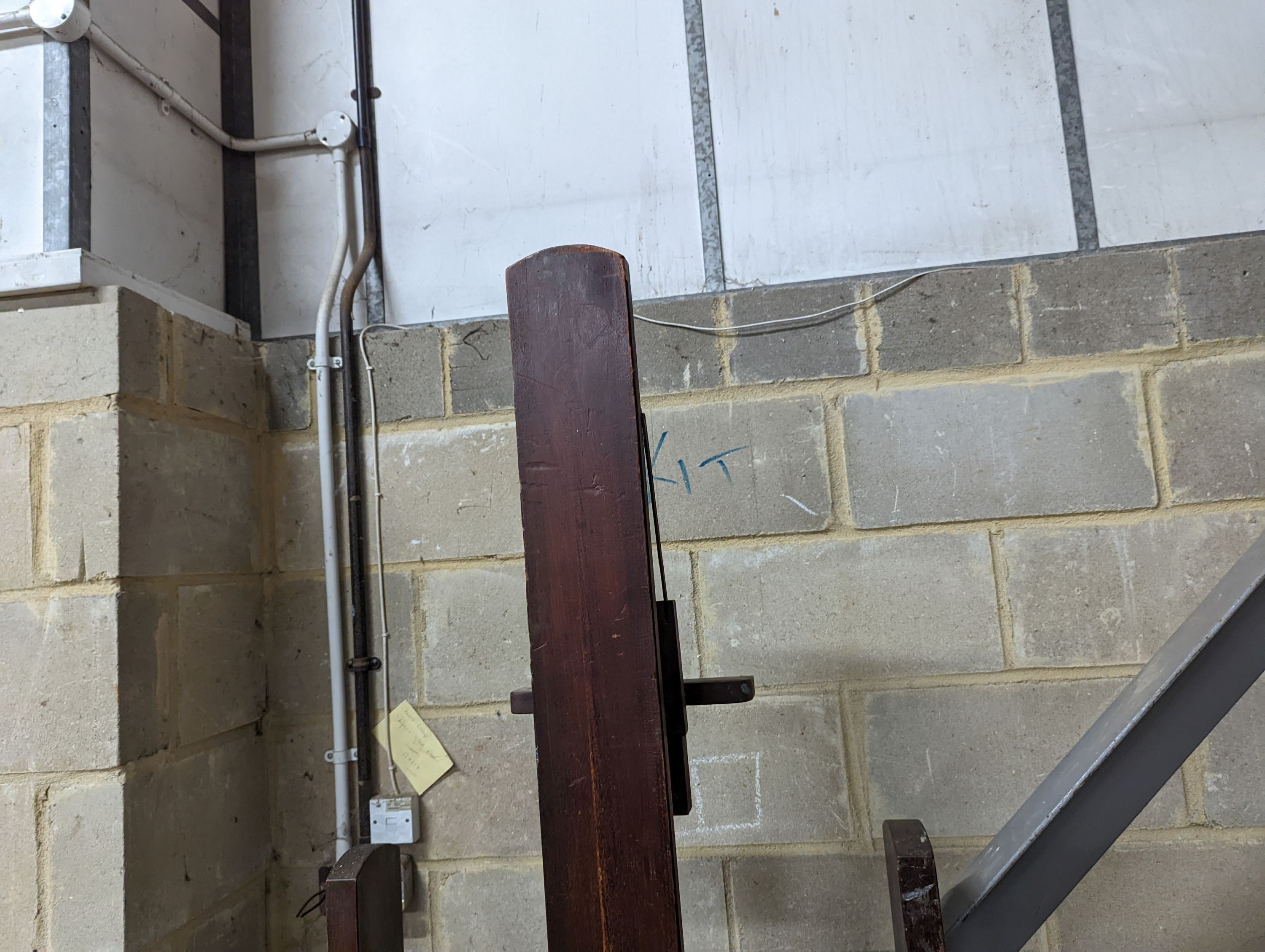 A large Newman’s of 24 Soho Square, London artists easel. Height (lowered) - 215cm, W-68cm.